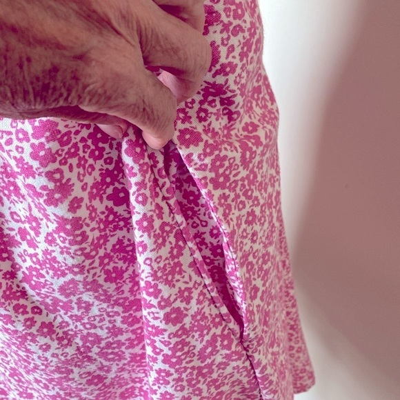 Old Navy Fit & Flare Mini Dress Womens Pink Linen blend  Floral Cami  Y2K  XL - Picture 7 of 13